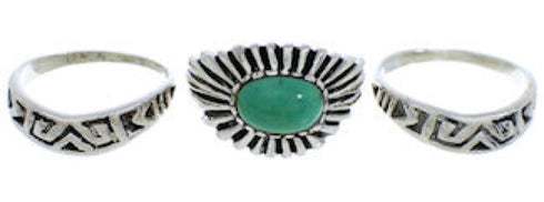 Sterling Silver And Turquoise Stackable Ring Set Size 6-1/4 UX33450